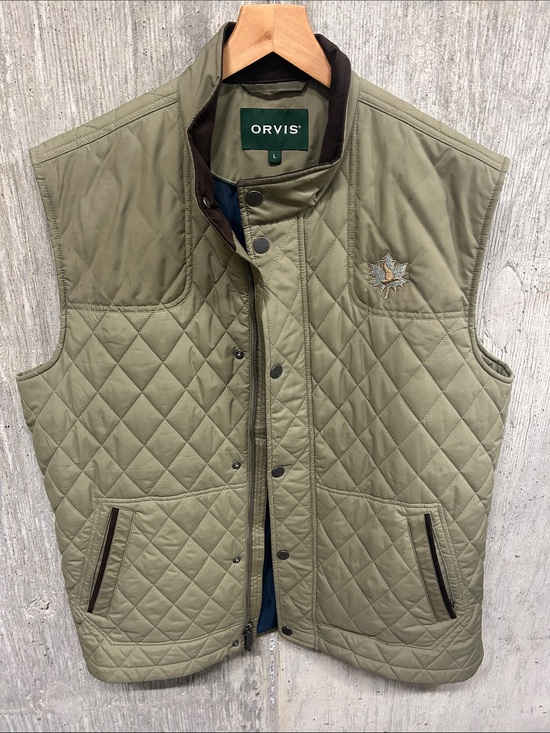 Orvis Other - Orvis Quilted Olive Green Sleeveless Vest with Crest Large